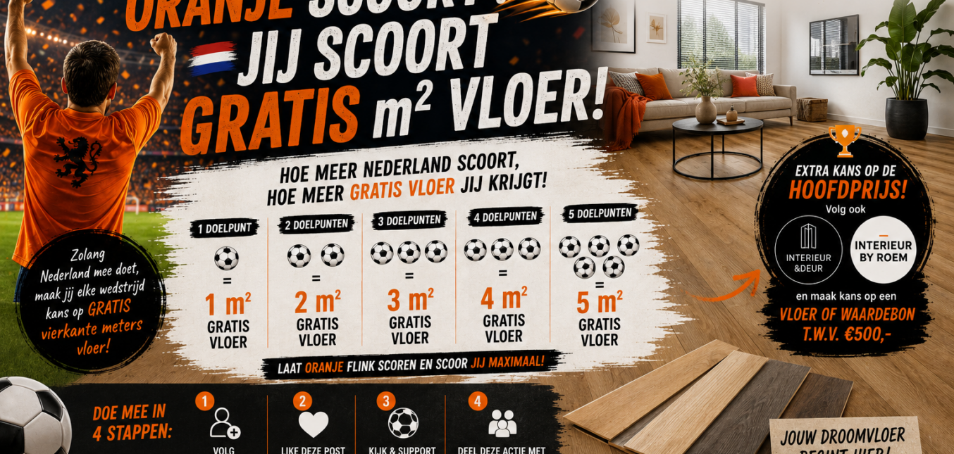 WK-actie Arti-Interieur scoor gratis m² vloer met Oranje!